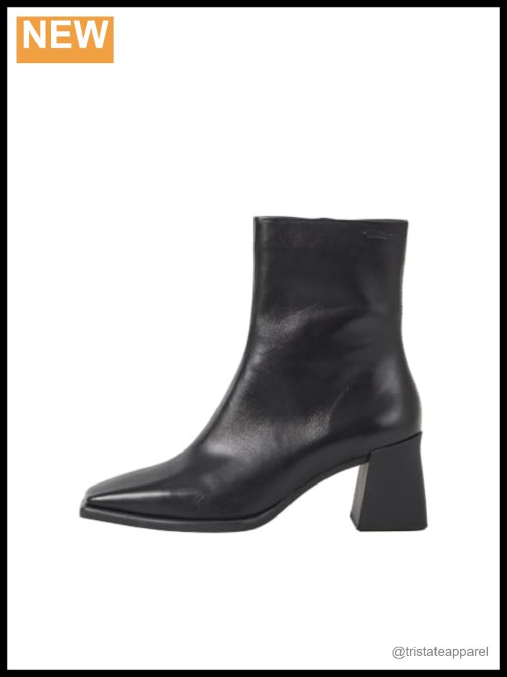 Vagabond Hedda Leather Mid-Calf Booties Square Toe Block Heel Zipper